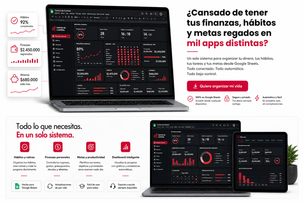 Sistema de Productividad y Finanzas Pro — Dashboard en Google Sheets